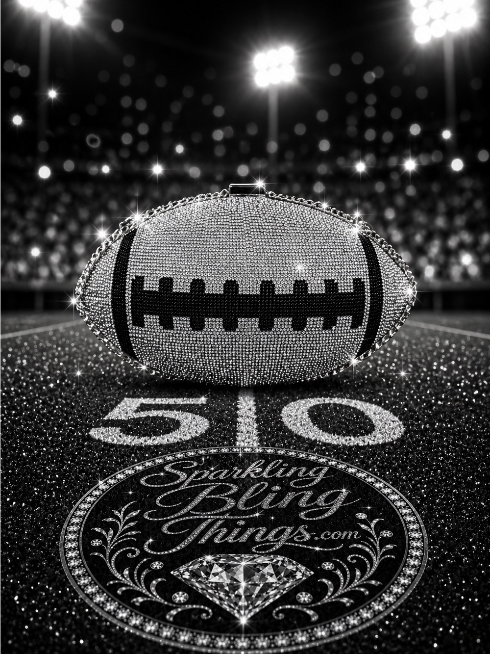 NWT Football Clutch Purse Sparkling Bling Swarovski Crystal Bag Super Bowl +Gift - Picture 3 of 15